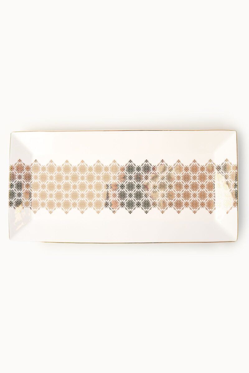 Casa Aseana Serving Plate, Songket, in fine porcelain with gold detailing