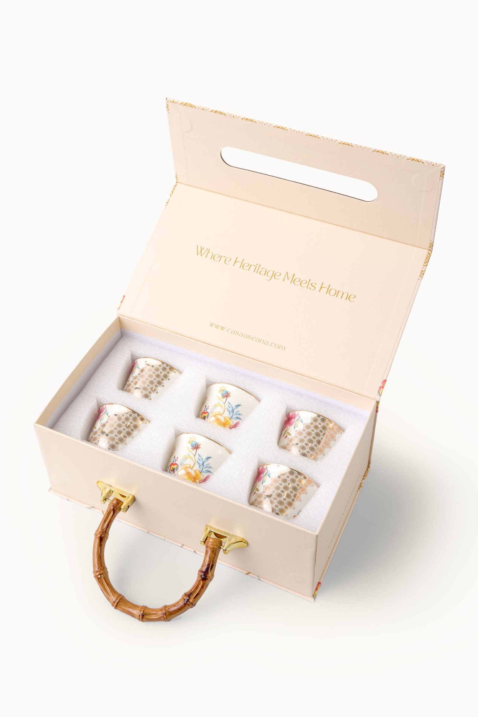The Casa Aseana Small Cups Set in its opened gift box